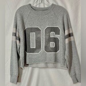 Aerie #06 Long Sleeve Cropped Vintage Inspired Crew Neck Pullover Sweatshirt